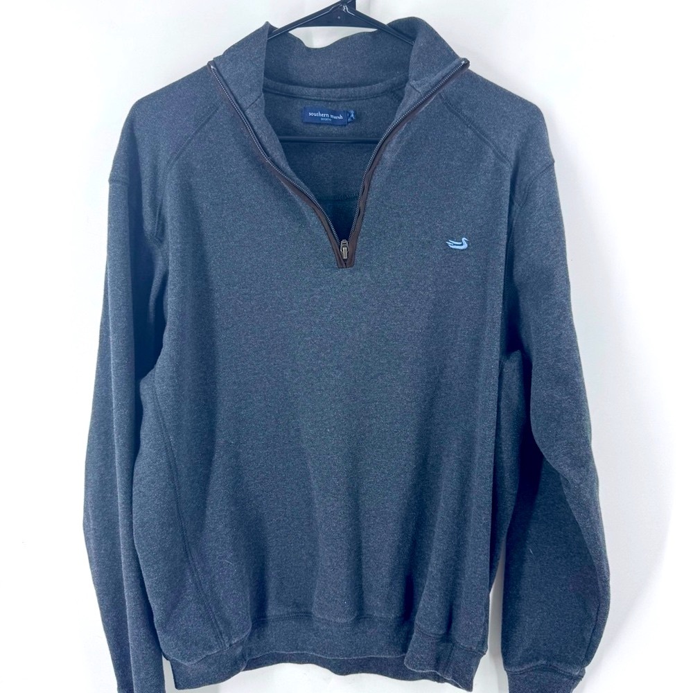 Southern Marsh Gray 1/4‎ Zip Up Sweater Classic Design